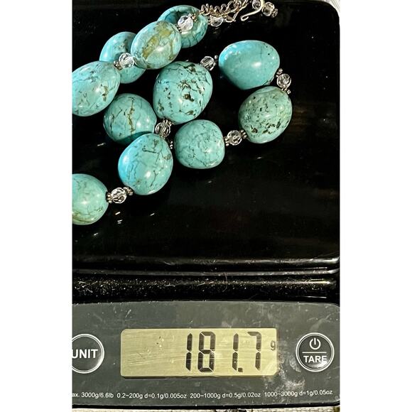 Vintage Chunky Gemstone Statement Necklace Light Turquoise Howlite Beads - 181.g - Picture 10 of 10